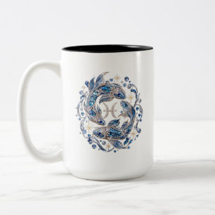 Tasse 2 Couleurs Cristal Argenté Zodiaque Poissons