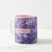Tasse 2 Couleurs Cristal d'Améthyste Personnalisé & Étincelle de La (Devant gauche)