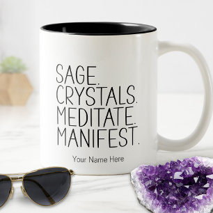 Tasse 2 Couleurs Cristaux de Sauge Méditer Manifeste Citation Métap