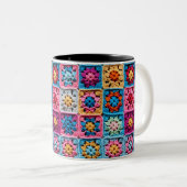Tasse 2 Couleurs Crochet Granny Carré (Devant droit)
