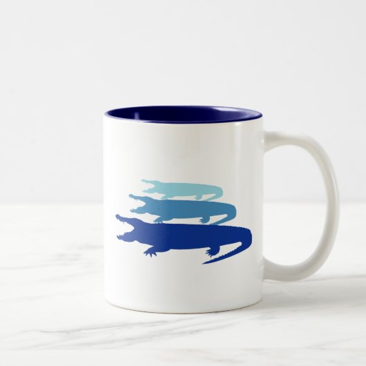 Tasse 2 Couleurs Crocodile Aligné (Bleu) (Droit)