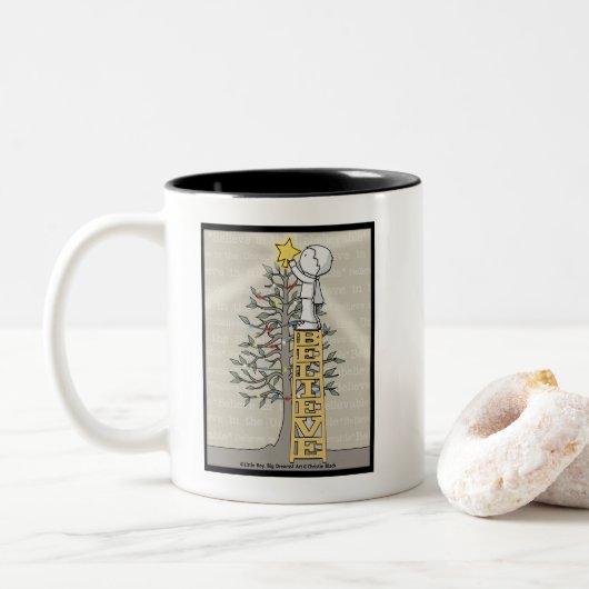 Tasse 2 Couleurs Croire échelle - Arbre de Noël (Avec donut)
