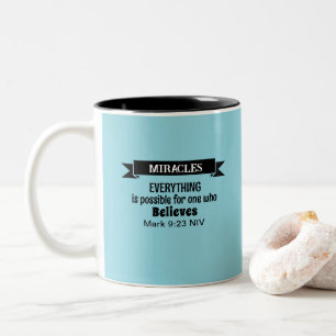 Tasse 2 Couleurs Croire en Miracles Bible Verse Bleu clair