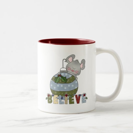 Tasse 2 Couleurs Croire l'ornement de la souris Noël Fêtes (Droit)