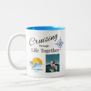 Tasse 2 Couleurs Croisière Personnalisée à Travers la Vie Ensemble