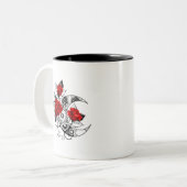 Tasse 2 Couleurs Croissant mécanique avec roses rouges (Devant gauche)