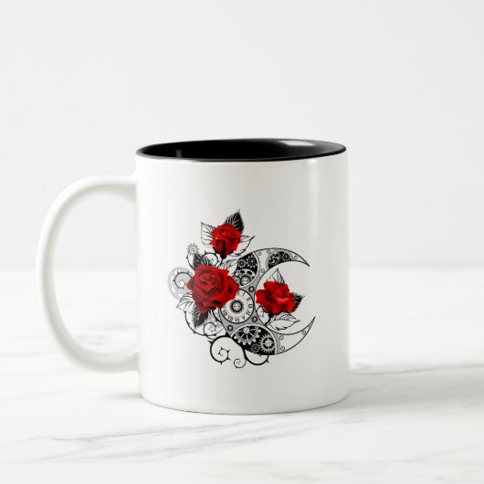 Tasse 2 Couleurs Croissant mécanique avec roses rouges (Gauche)