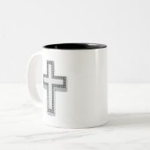 Tasse 2 Couleurs Croix chrétienne argentée/Pâques (Devant gauche)