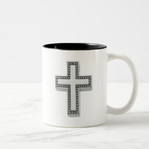 Tasse 2 Couleurs Croix chrétienne argentée/Pâques