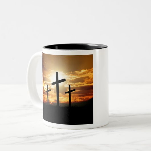 Tasse 2 Couleurs Croix de coucher du soleil (Devant gauche)