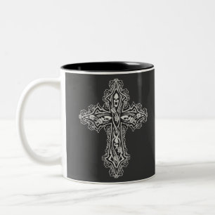 Tasse 2 Couleurs Croix du crâne gothique