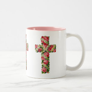 Tasse 2 Couleurs Croix florale Vintage