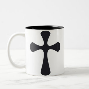 Tasse 2 Couleurs Croix minimaliste moderne Art chrétien contemporai