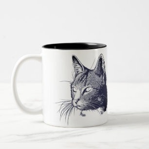 Tasse 2 Couleurs Croquis de chat noir