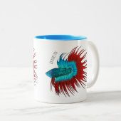 Tasse 2 Couleurs Crowntail betta fish dessin animé (Devant droit)