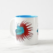 Tasse 2 Couleurs Crowntail betta fish dessin animé (Devant gauche)