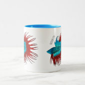 Tasse 2 Couleurs Crowntail betta fish dessin animé (Centre)