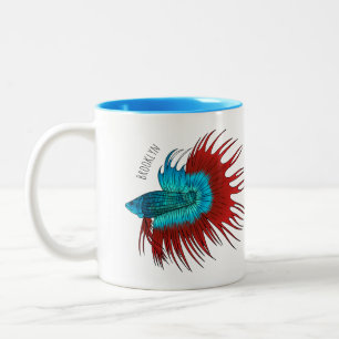 Tasse 2 Couleurs Crowntail betta fish dessin animé