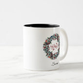 Tasse 2 Couleurs CROYER Noël Wreath CROIRE Typographie Monogramme (Devant droit)