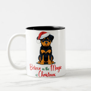 Tasse 2 Couleurs Croyez en la magie du chien mignon de Noël