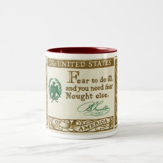 Tasse 2 Couleurs Cru de crainte du credo de Benjamin Franklin (Centre)
