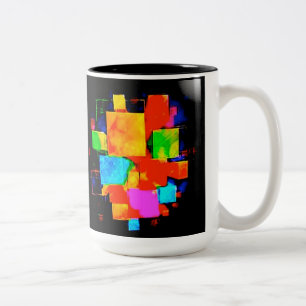 Tasse 2 Couleurs Cubes Abstraits - altéré aléatoirement coloré