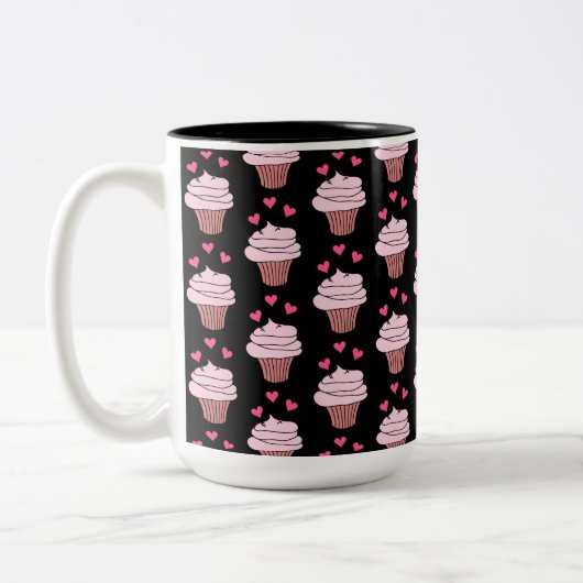 Tasse 2 Couleurs Cubes Cupcakes Noir Et Rose (Gauche)