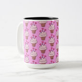 Tasse 2 Couleurs Cubes Cupcakes Rose (Devant gauche)