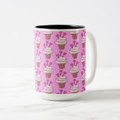 Tasse 2 Couleurs Cubes Cupcakes Rose (Devant droit)