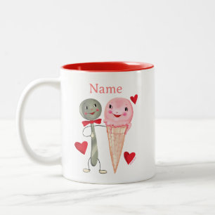 Tasse 2 Couleurs Cuillère vintage Valentine et crème glacée