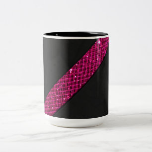 Tasse 2 Couleurs Cuir rose de noir de rayure d'effet de parties