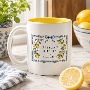 Tasse 2 Couleurs Cuisine italienne méditerranéenne citron nom perso