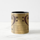 Tasse 2 Couleurs Cuivre Double Basse Clé Coeur Harpe (Centre)