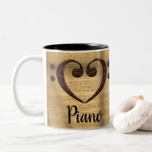 Tasse 2 Couleurs Cuivre double basse Clé Coeur Piano