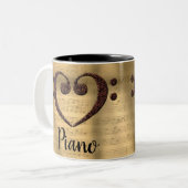 Tasse 2 Couleurs Cuivre double basse Clé Coeur Piano (Devant gauche)