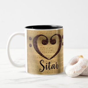 Tasse 2 Couleurs Cuivre double basse Clef Heart Sitar