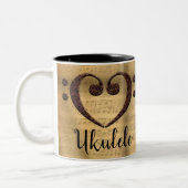 Tasse 2 Couleurs Cuivre Double basse Clef Heart Ukulele (Gauche)