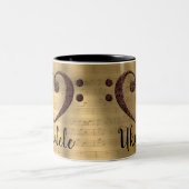 Tasse 2 Couleurs Cuivre Double basse Clef Heart Ukulele (Centre)