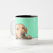Tasse 2 Couleurs Curieux Chien Comic (Devant gauche)