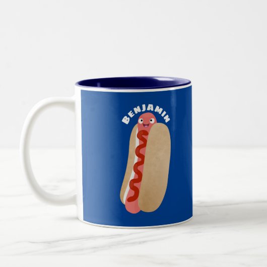 Tasse 2 Couleurs Curieux hot dog Weiner dessin animé (Gauche)