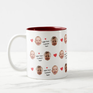 Tasse 2 Couleurs Custom 2 Photo Face Pattern Personalized Text