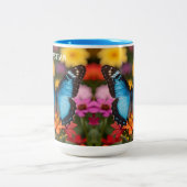Tasse 2 Couleurs Custom Blue Morpho Butterfly Floral Botanical  (Centre)