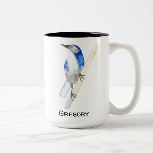Tasse 2 Couleurs Custom California Scrub Jay (Droit)