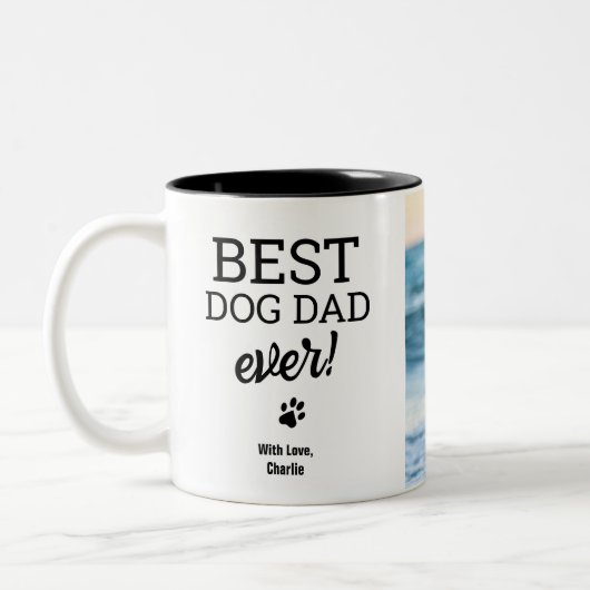 Tasse 2 Couleurs Custom Dog Photo Best DOG Dad Ever personalized (Gauche)