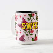 Tasse 2 Couleurs Custom floral butterfly pattern  (Devant gauche)
