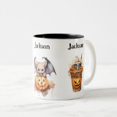 Tasse 2 Couleurs Custom Halloween Bat Pumpkin And  (Devant droit)