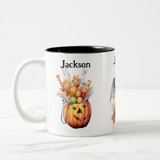 Tasse 2 Couleurs Custom Halloween Bat Pumpkin And  (Gauche)