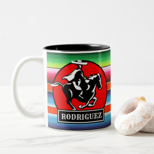 Tasse 2 Couleurs CUSTOM NAME Charro Horse Spanish Mexican Serape