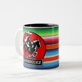 Tasse 2 Couleurs CUSTOM NAME Charro Horse Spanish Mexican Serape (Devant gauche)