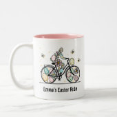 Tasse 2 Couleurs Custom Name Easter Bicycle Design (Gauche)
